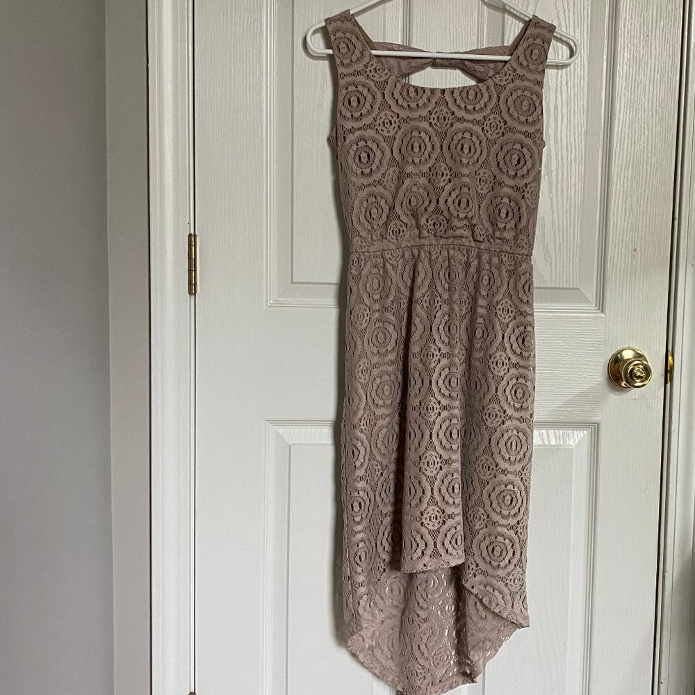 EnFocus Women's Nude Crochet Lace Sleeveless Dress